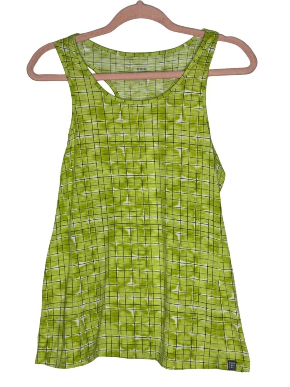 Title Nine Womens Marahari Racer Back Tank Top Size S Shibori Blocks Green Gym